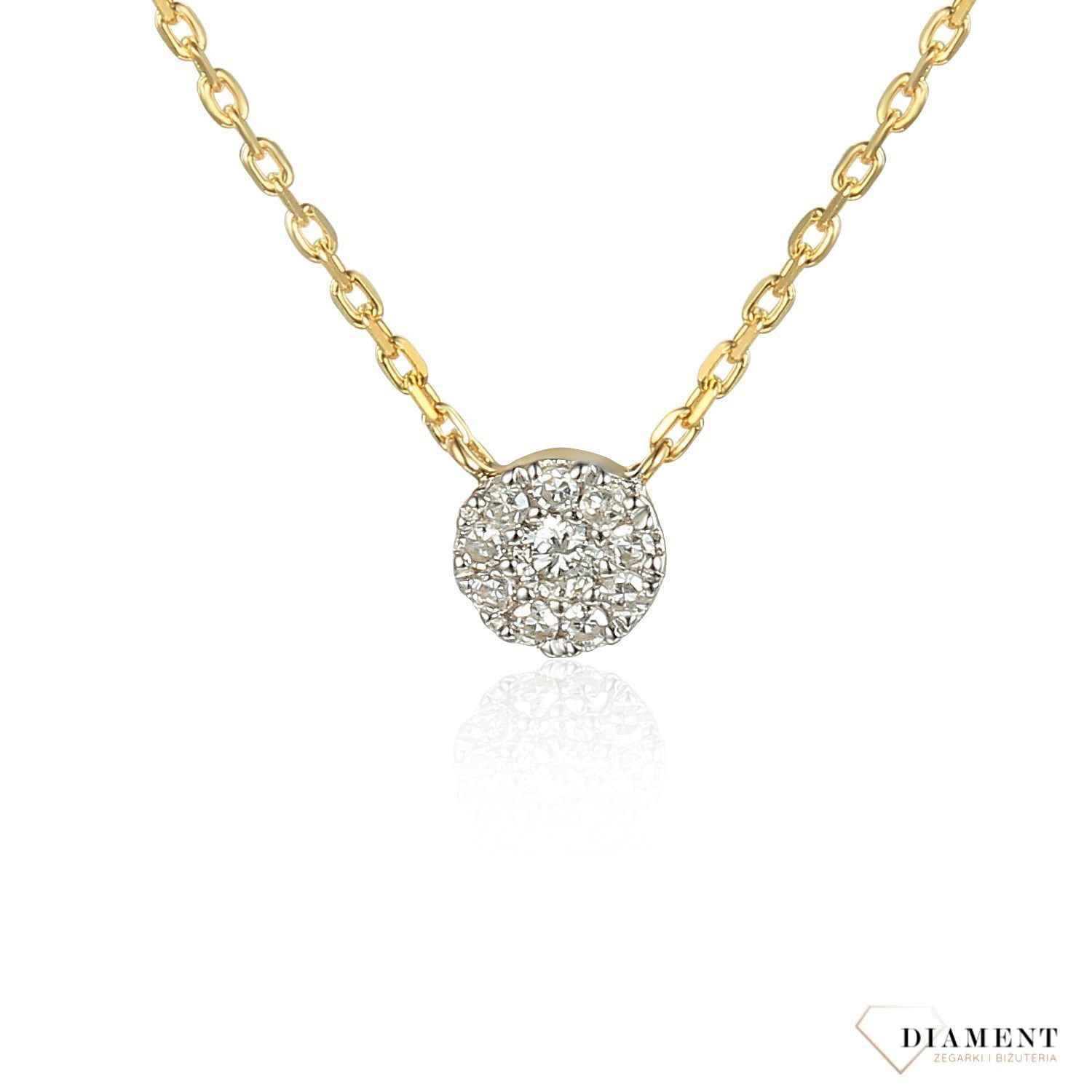 Złoty naszyjnik celebrytka DIAMENT 585 z diamentem 0,05 ct